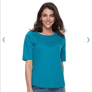 NEW Embroidered Yoke Shirt Petite Small